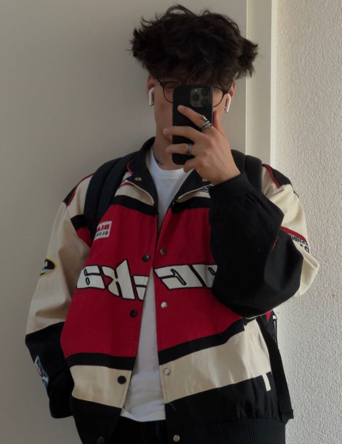 BLACK AIR Racing Jacket l RED & CREAM