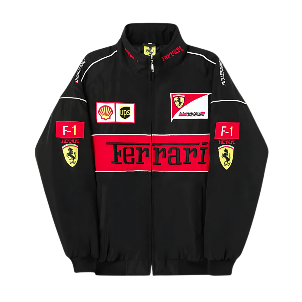 Ferrari Scuderia Puffer Embroidered Jacket | Stealth Black Race Edition