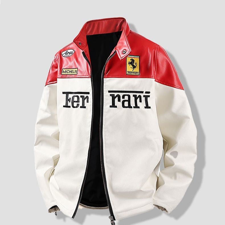 Ferrari White & Red Leather Jacket – SLIKDRIP® Limited Drop