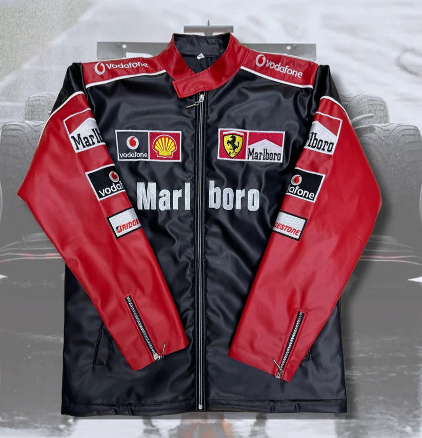 Marboro LEATHER Jacket | BLACK RED