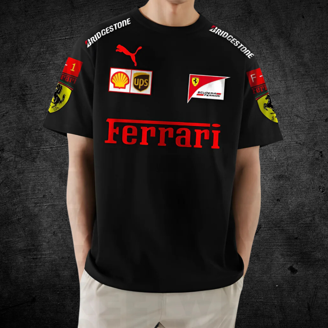 BLACK Ferrari Racing Oversized T-SHIRT