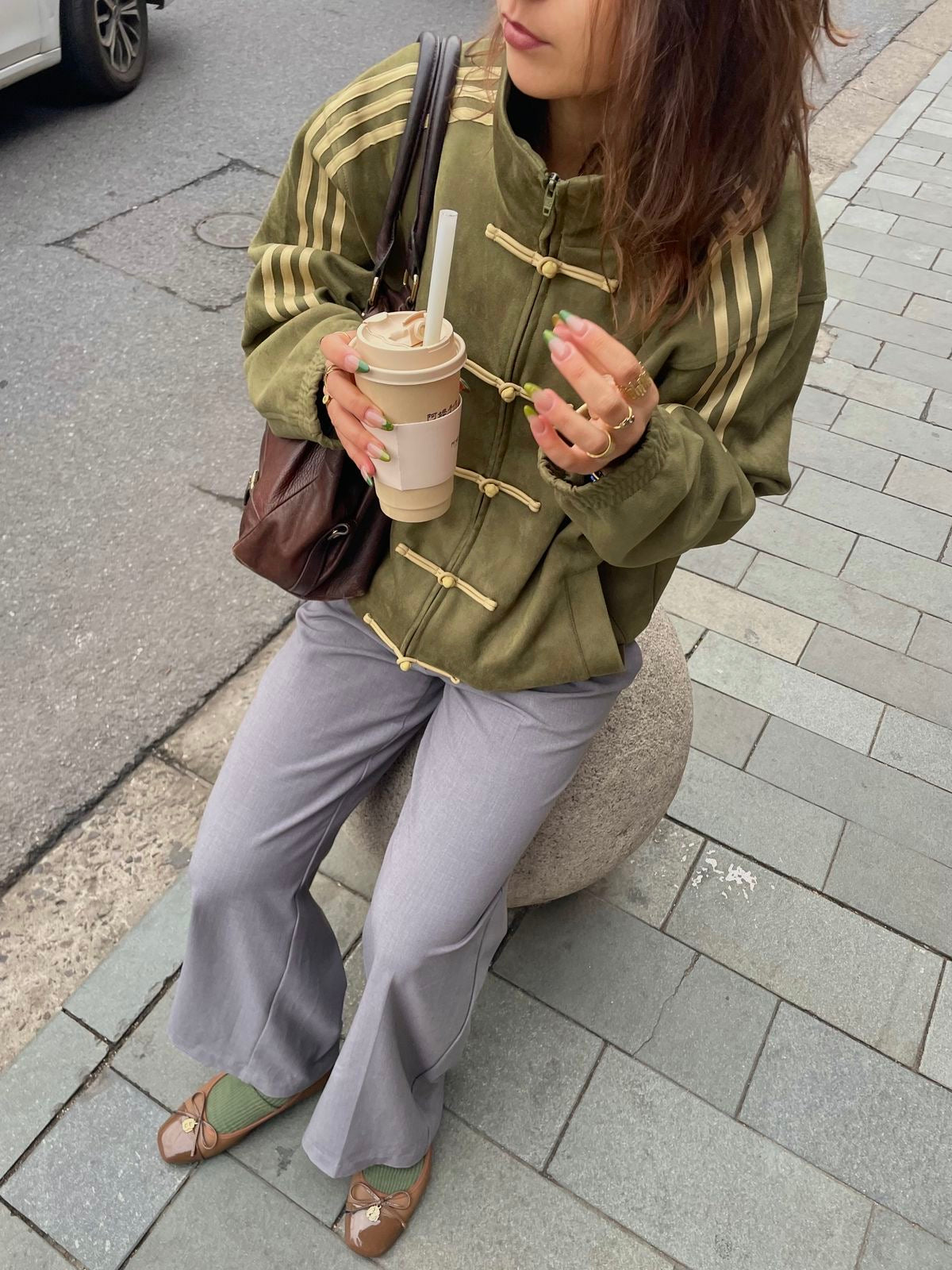 CNY-Inspired Premium Olive Green Suede Jacket