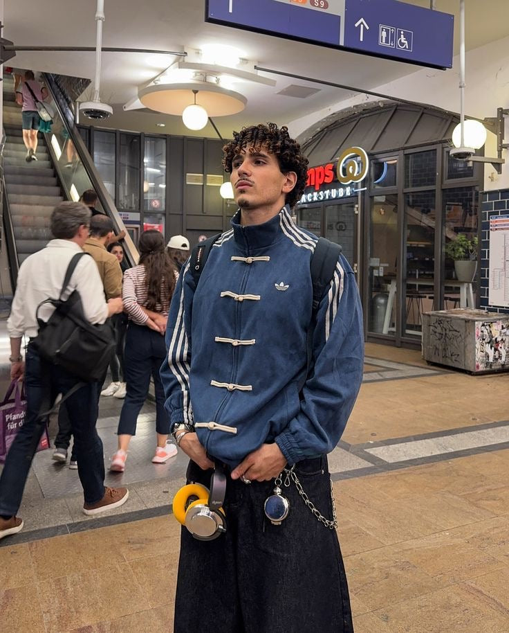 CNY-Inspired Premium Navy Blue Suede Jacket