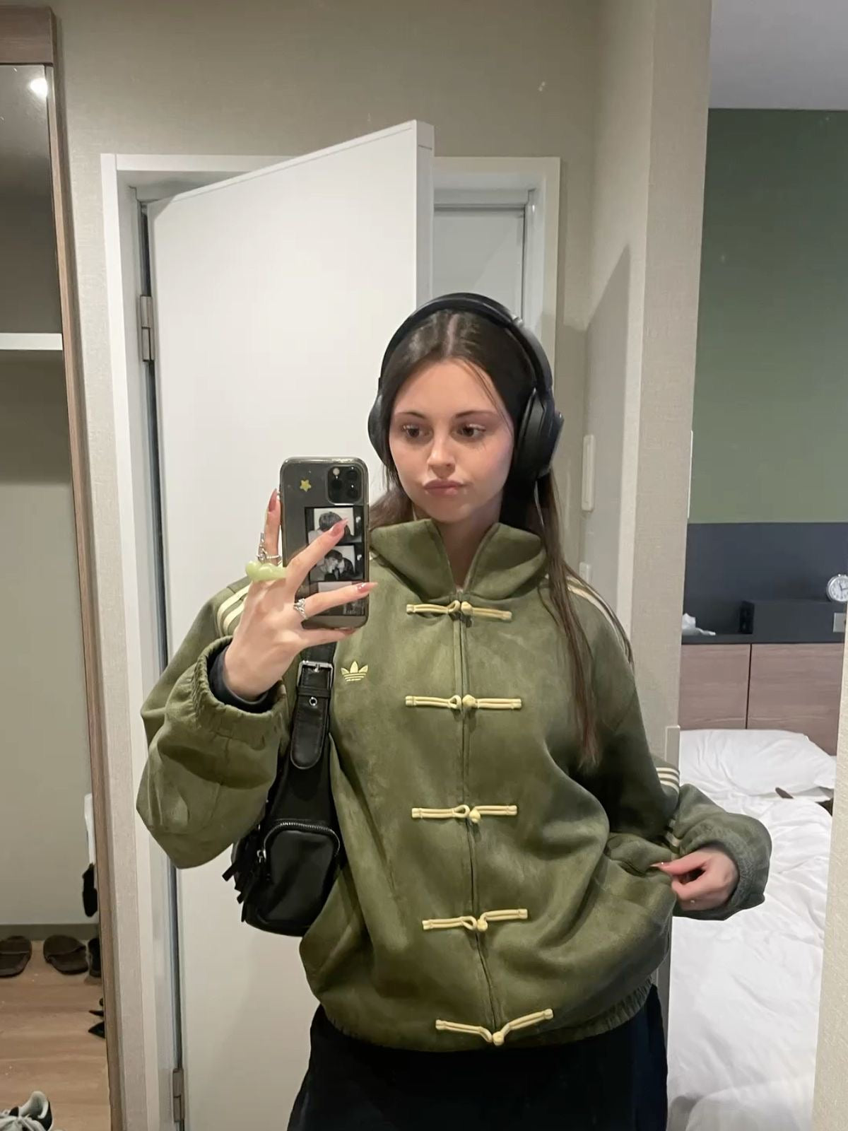 CNY-Inspired Premium Olive Green Suede Jacket