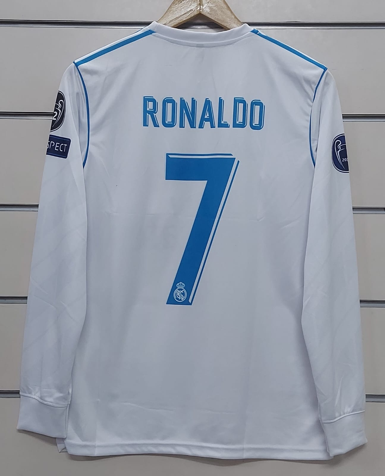 Cristiano Ronaldo 2017-18 Real Madrid Full Sleeve Jersey | White Blue