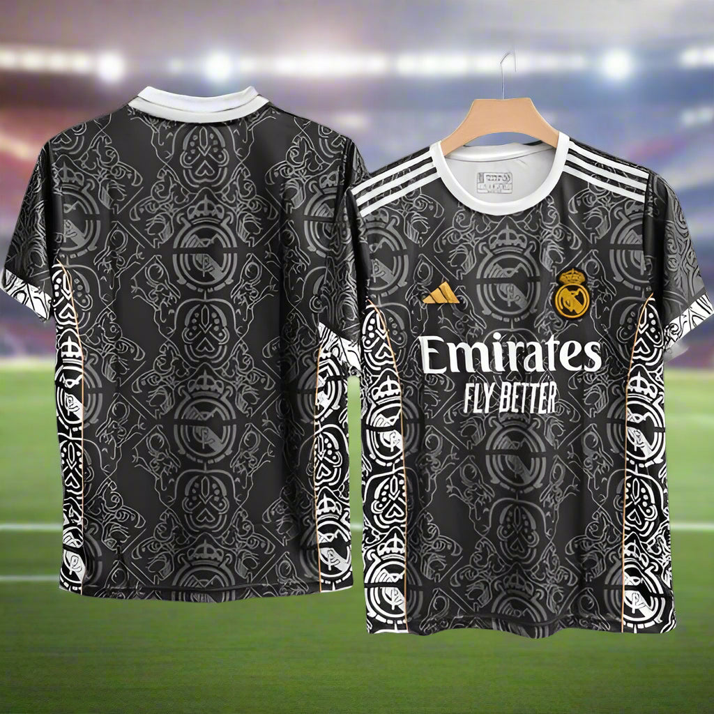 Real Madrid 2024-25 Black Dragon Jersey | Black | Hal Sleeve