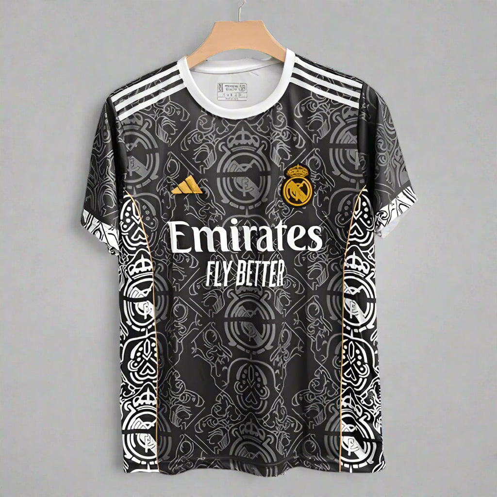 Real Madrid 2024-25 Black Dragon Jersey | Black | Hal Sleeve