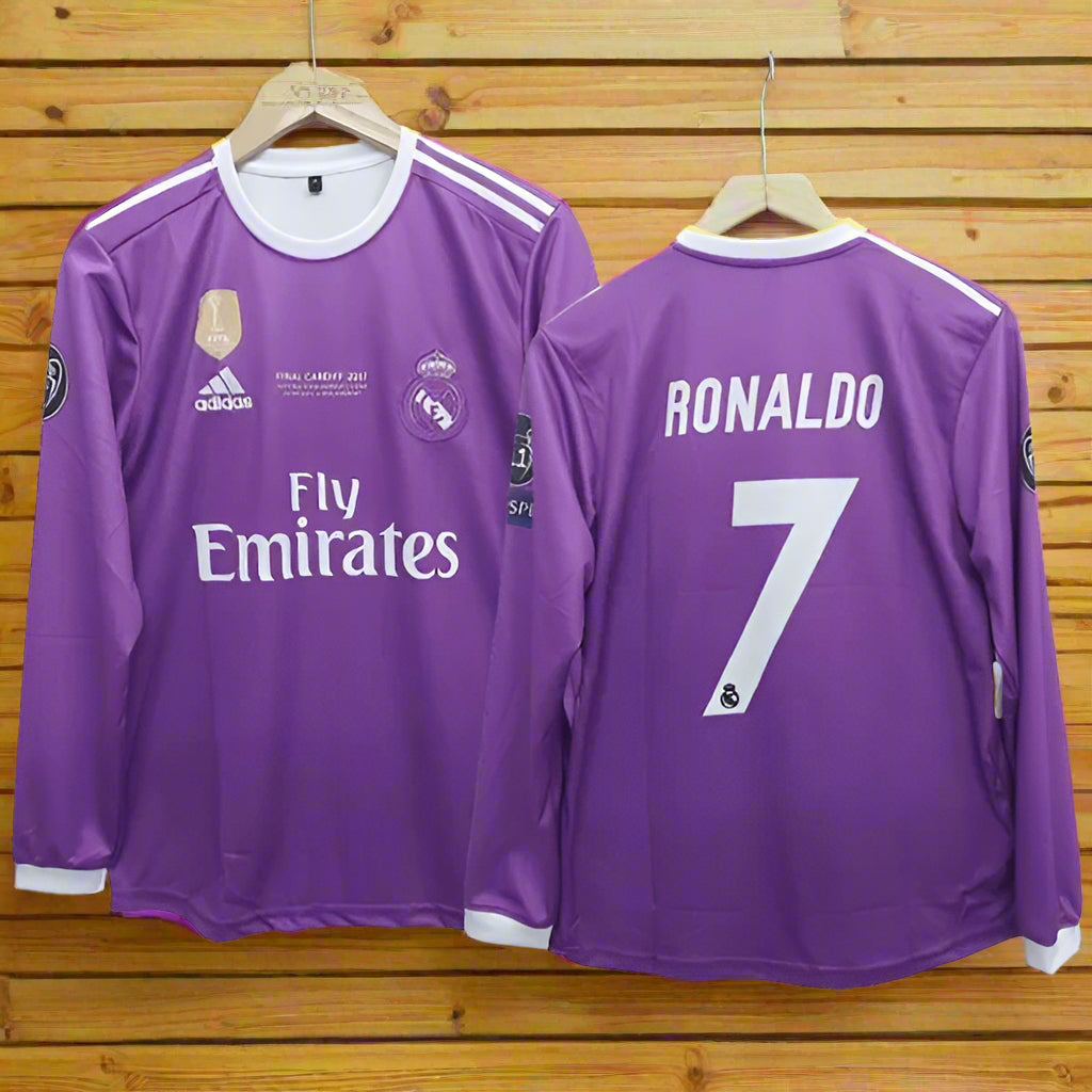 Real madrid CR7 2016-17 Purple Full sleeve Jersey | Embroidery