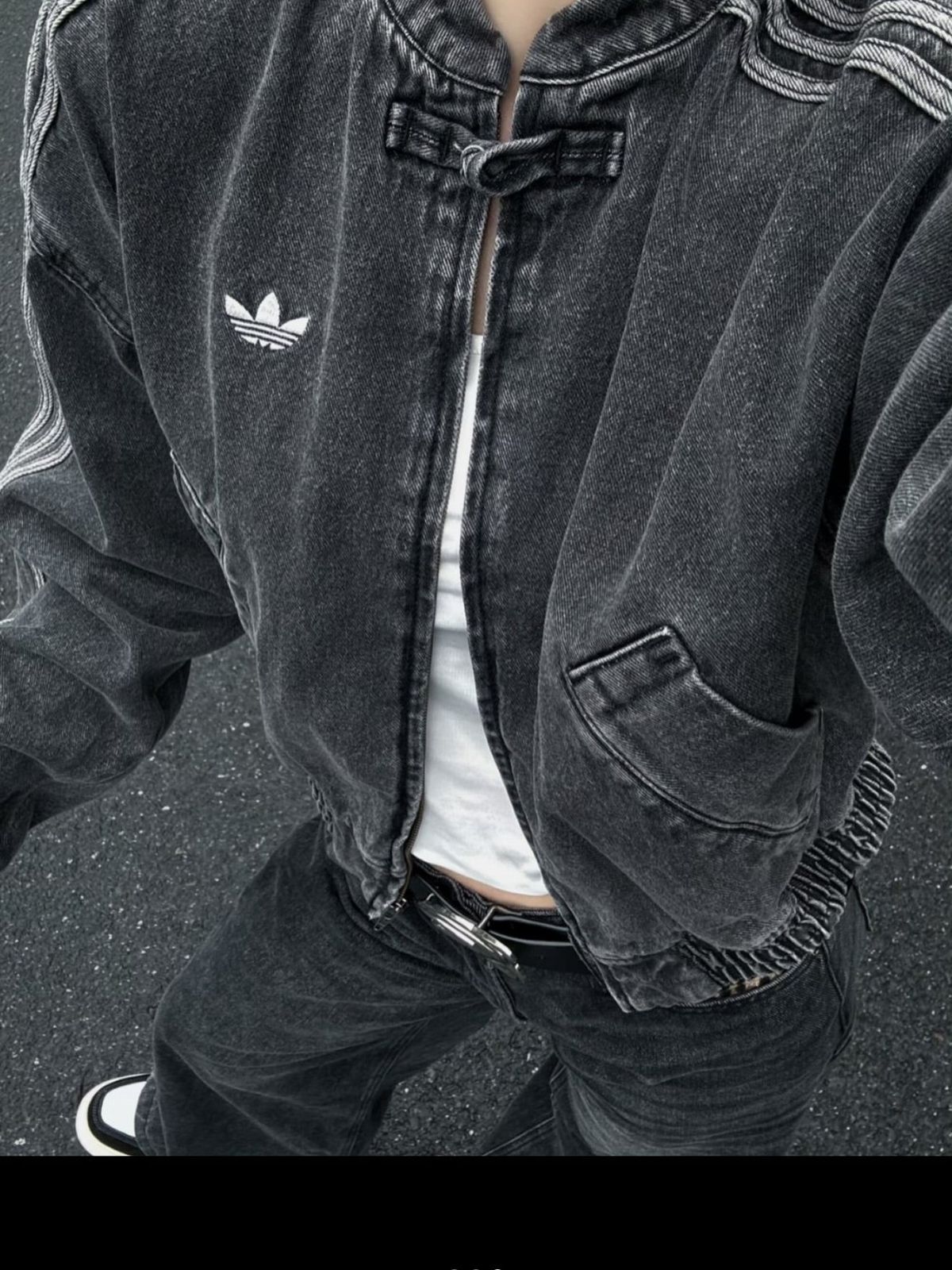 Vintage Charcoal Grey Washed Denim CNY Jacket