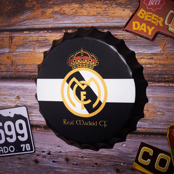 Real Madrid Bottle Cap wall decor sign - (14"x14")