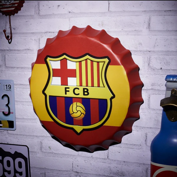 FC Barcelona Bottle Cap wall decor sign -(14"x14")