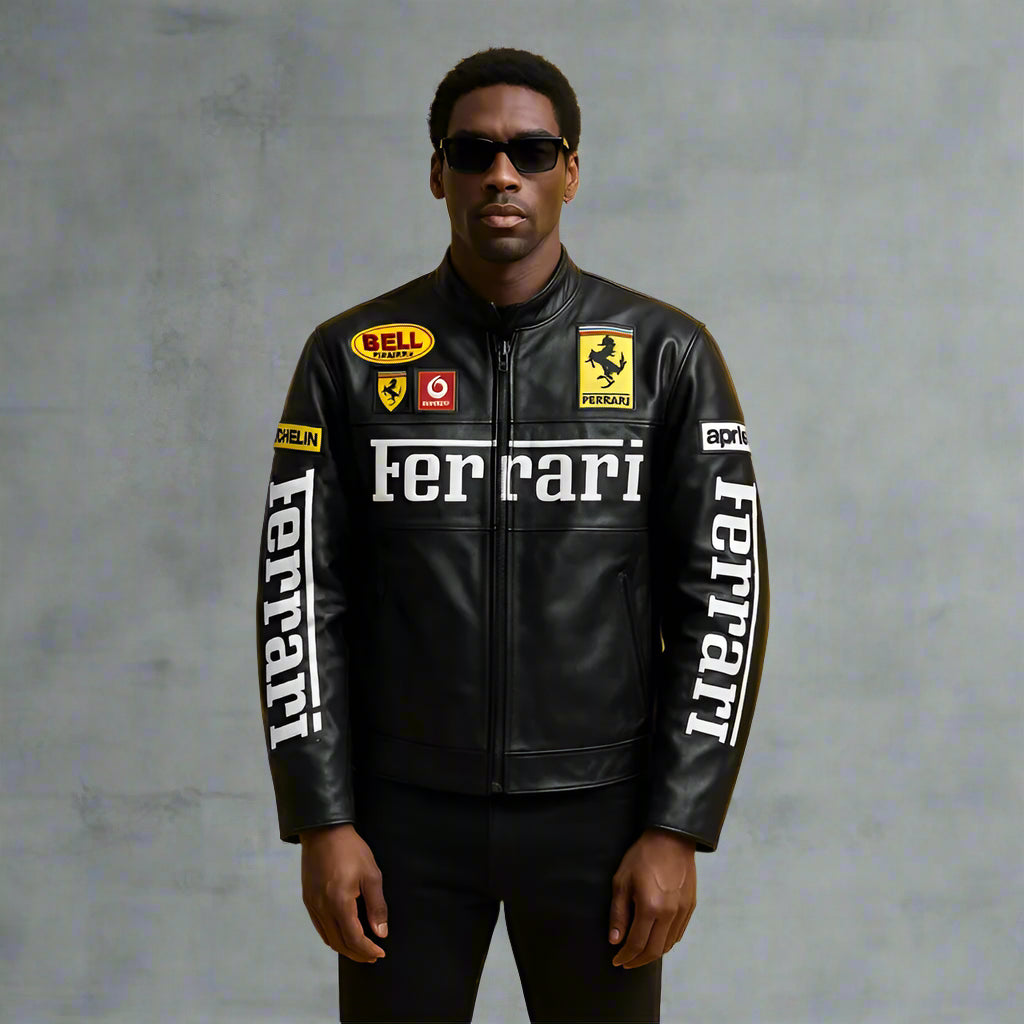 Black Ferrari Leather Jacket | SLIKDRIP® Limited Drop
