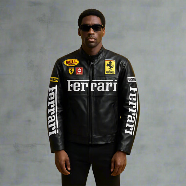 Black Ferrari Leather Jacket – SLIKDRIP® Edition