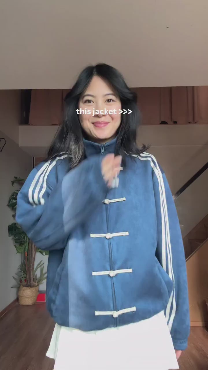 CNY-Inspired Premium Navy Blue Suede Jacket