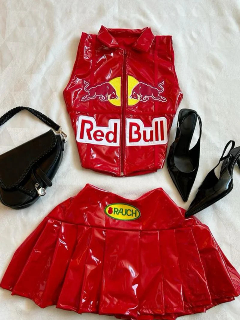 RedBull Glossy Leather Coord Set