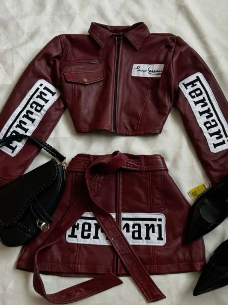 Maroon Leather Coord Set