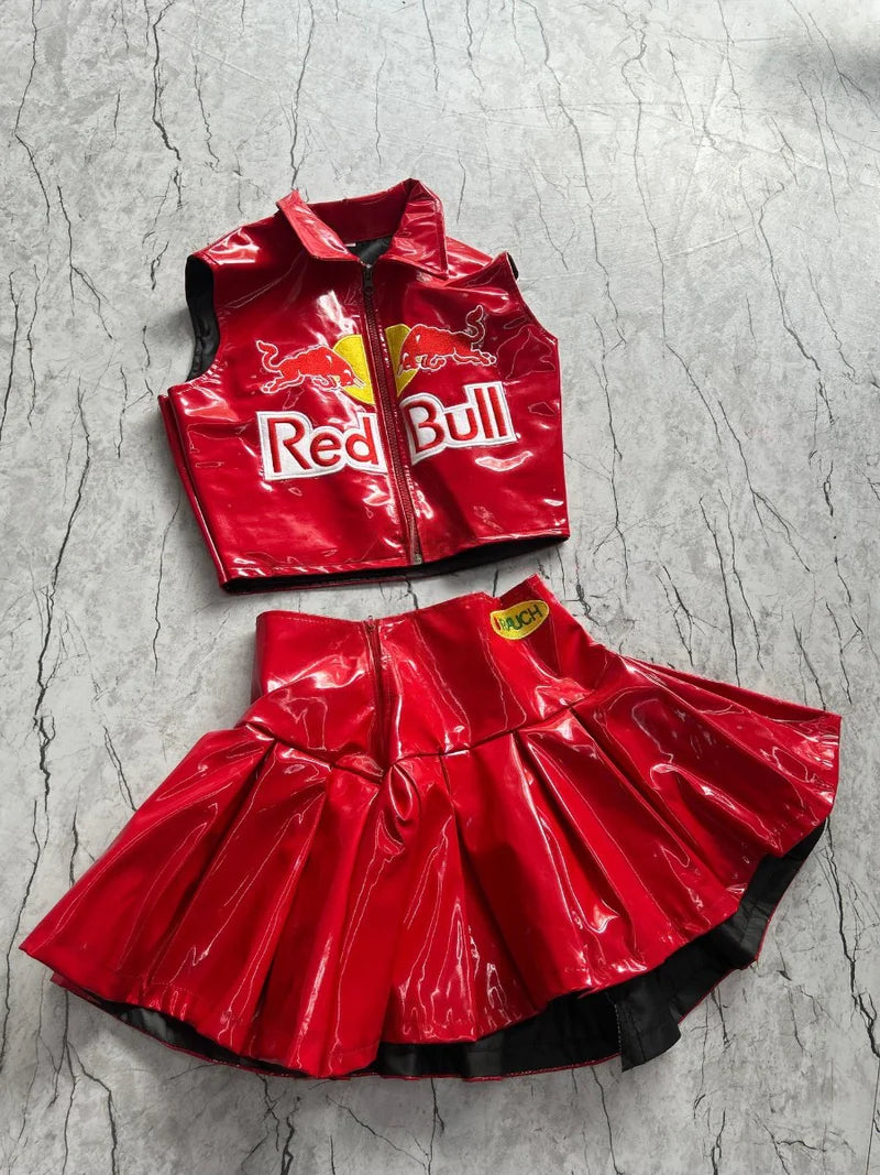 RedBull Glossy Leather Coord Set